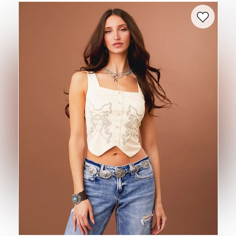 Faux Suede Western Top